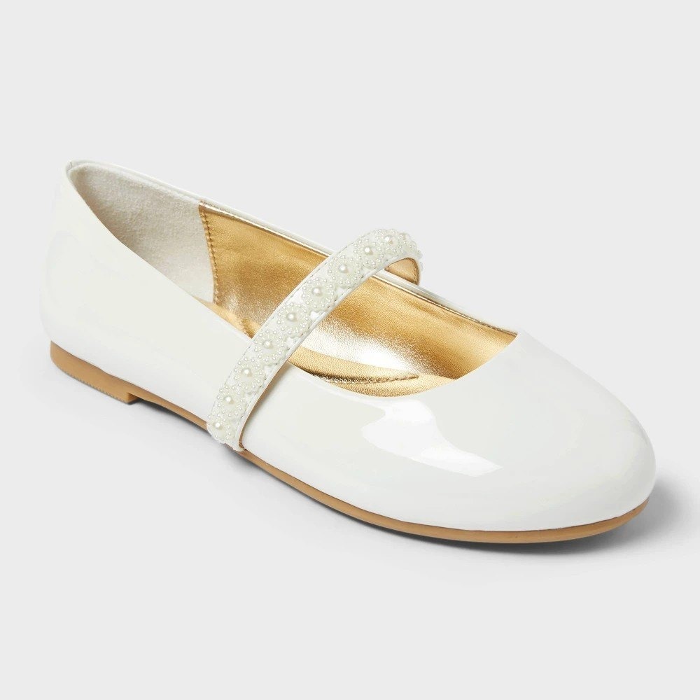 Cat & Jack Kids Brooke Ballet Flats White Size 3 New‎ With Tags
